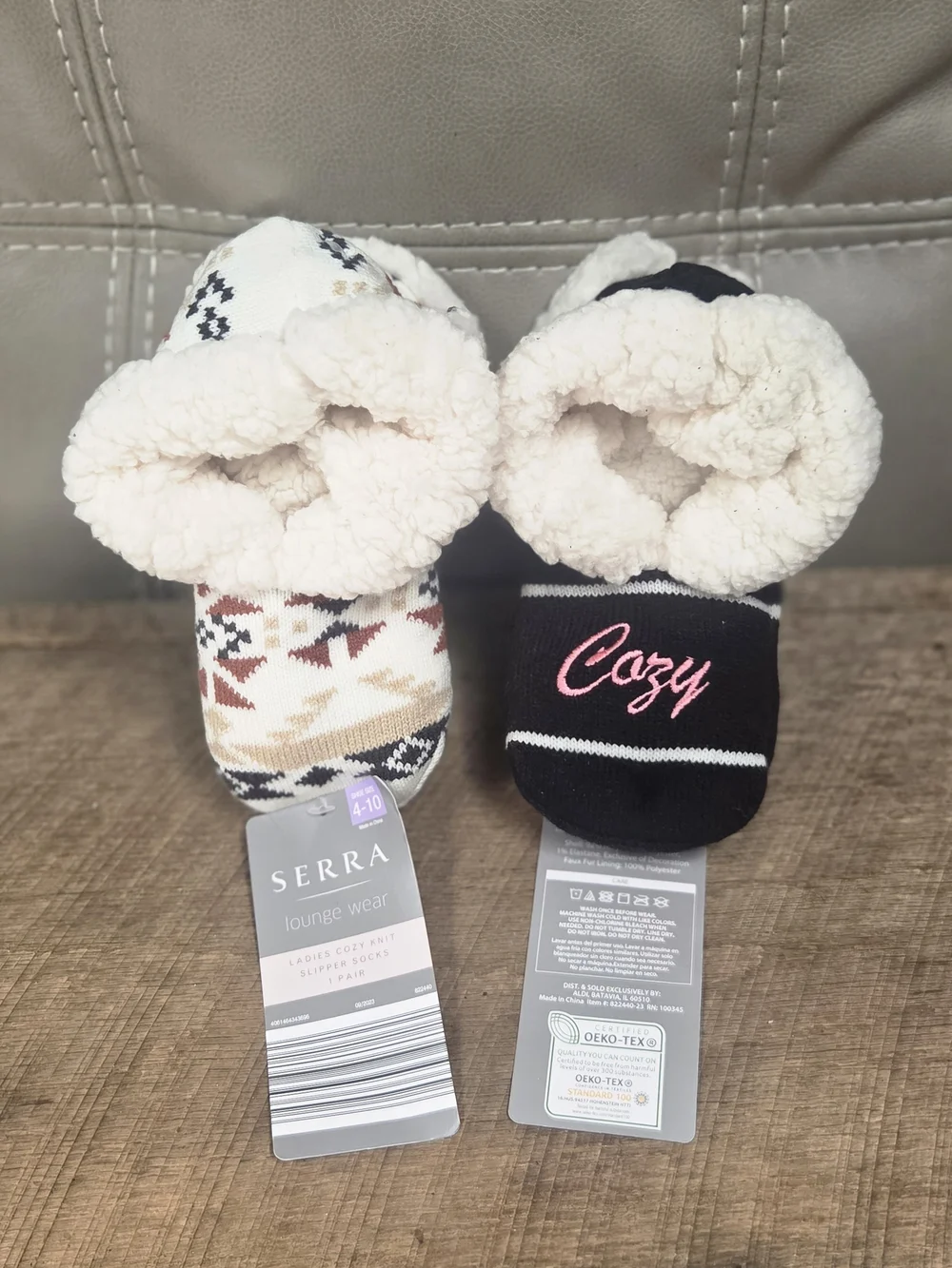 Serra Slipper Socks 2 Pairs NWT Women’s Lounge Aztec Cozy Black Sherpa 4-10 B1L